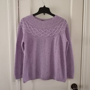 Talbots Speckled Cable Knit Sweater Women's Size Large Petite